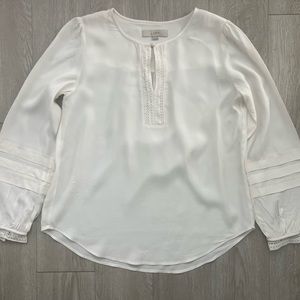 Ann Taylor Loft Ivory Blouse with Lace Accents - Size S